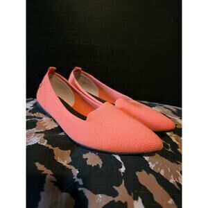 Giesswein knit pointed toe flats coral orange color US size 10